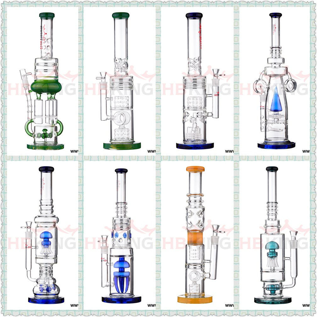 Hbking China Wholesale Oil DAB Rig Recyclers Glass Water Pipe, Manufacture Big and Thick Glass Smoking Pipe in Stock
