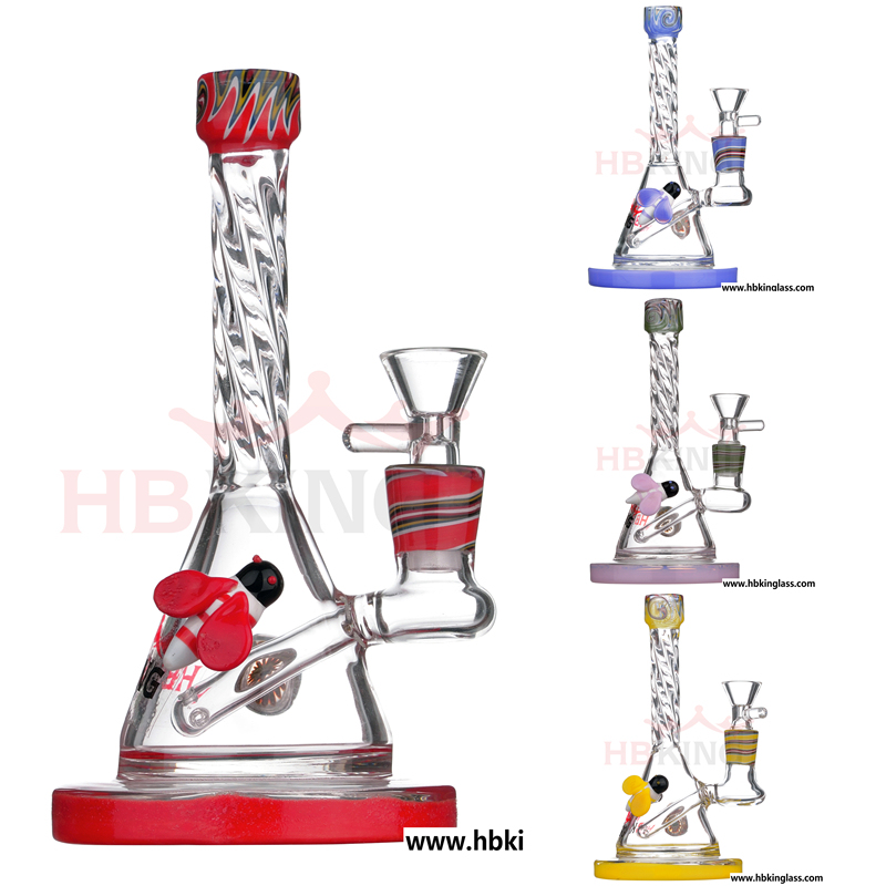 Hb King 2017 New Arrival Colorful Oil Rig Beaker Base Lotus Perc Glass Water Pipe Recycler Pipes Rose Glass Smoking Pipe